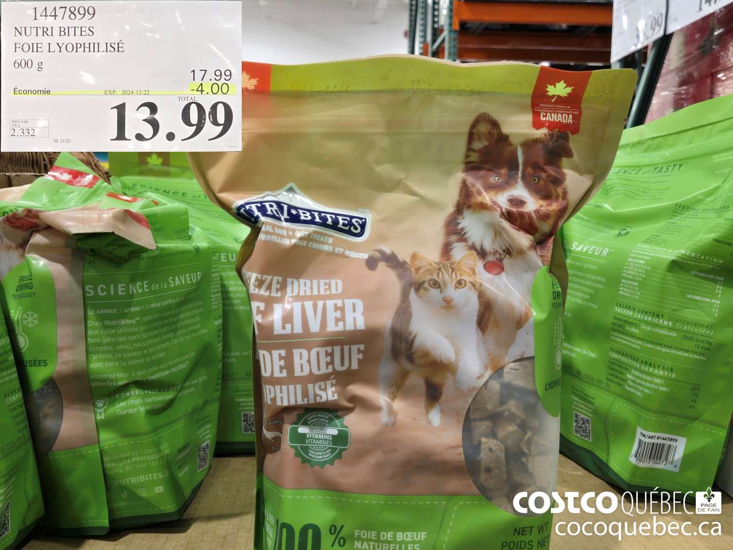 1447899 NUTRI BITES FOIE LYOPHILISE 600 G  ($4.00 INSTANT SAVINGS EXPIRES ON 2024-12-22) $13.99