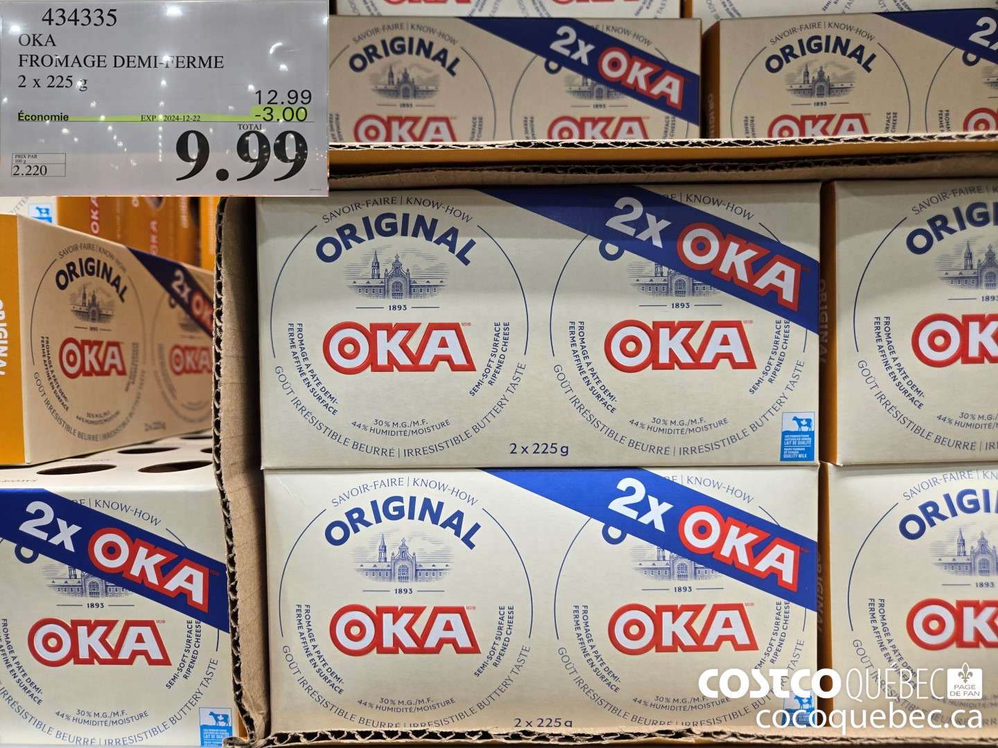434335 OKA FROMAGE DEMI-FERME 2x 225g ($3.00 INSTANT SAVINGS EXPIRES ON 2024-12-22) $9.99