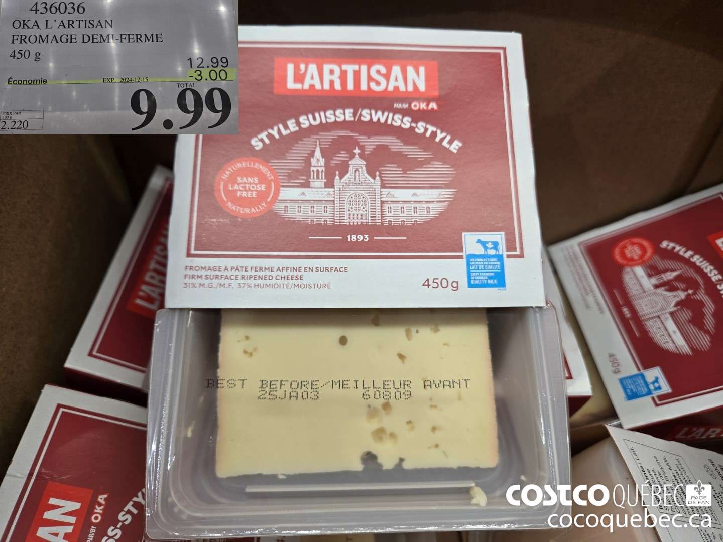 436036 OKA L'ARTISAN FROMAGE DEMI- FERME 450 g  ($3.00 INSTANT SAVINGS EXPIRES ON 2024-12-15) $9.99