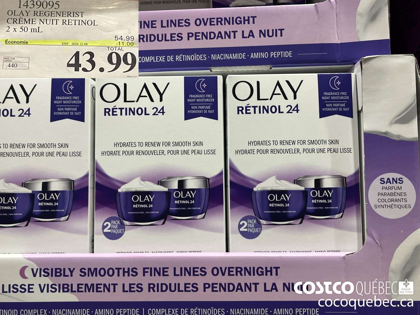 1439095 OLAY REGENERIST CREME NUIT RETINOL? B 2 xX 50 ($11.00 INSTANT SAVINGS EXPIRES ON 2024-12-08) $43.99