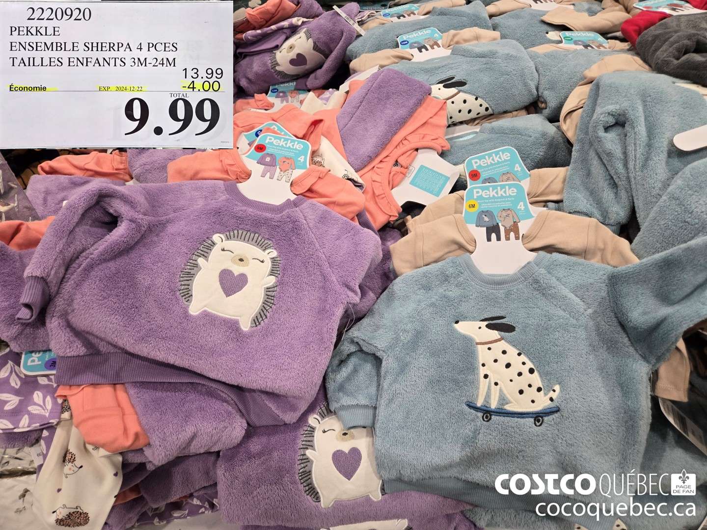 2220920 PEKKLE ENSEMBLE 4 PIECES * TAILLES ENFANTS 3M-24M  ($4.00 INSTANT SAVINGS EXPIRES ON 2022-12-22) $9.99