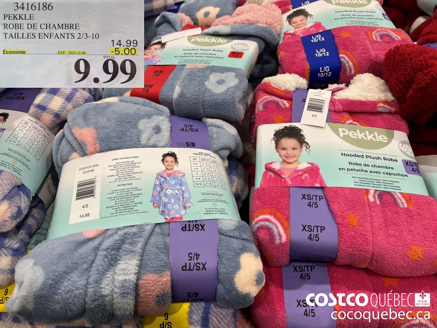 3416186 PEKKLE ROBE DE CHAMBRE TAILLES ENFANTS 2/3-10  ($5.00 INSTANT SAVINGS EXPIRES ON 2024-12-08) $9.99