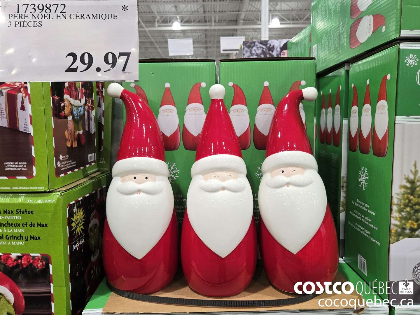 1739872 PERE NOEL EN CERAMIQUE 3 PIECES  $29.97