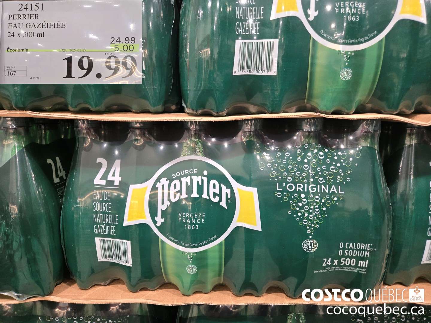 24151 PERRIER EAU GAZEIFIEE  ($5.00 INSTANT SAVINGS EXPIRES ON 2024-12-29) $19.99