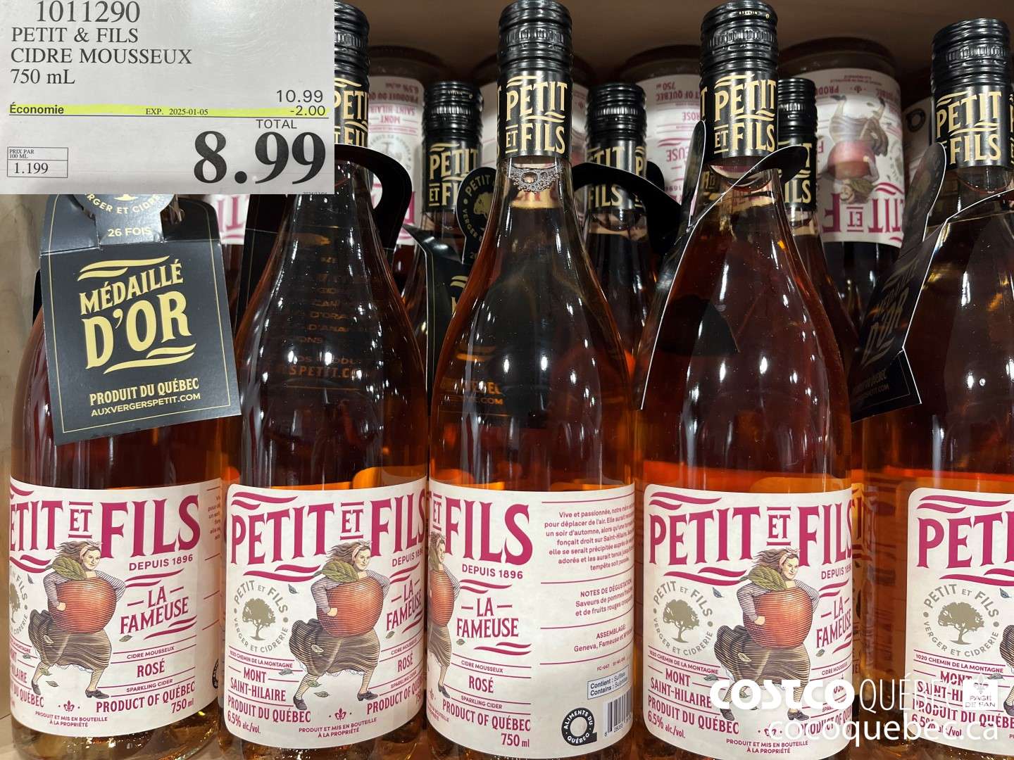 1011290 PETIT & FILS CIDRE MOUSSEUX 750 mL L 199  ($2.00 INSTANT SAVINGS EXPIRES ON 2024-01-05) $8.99