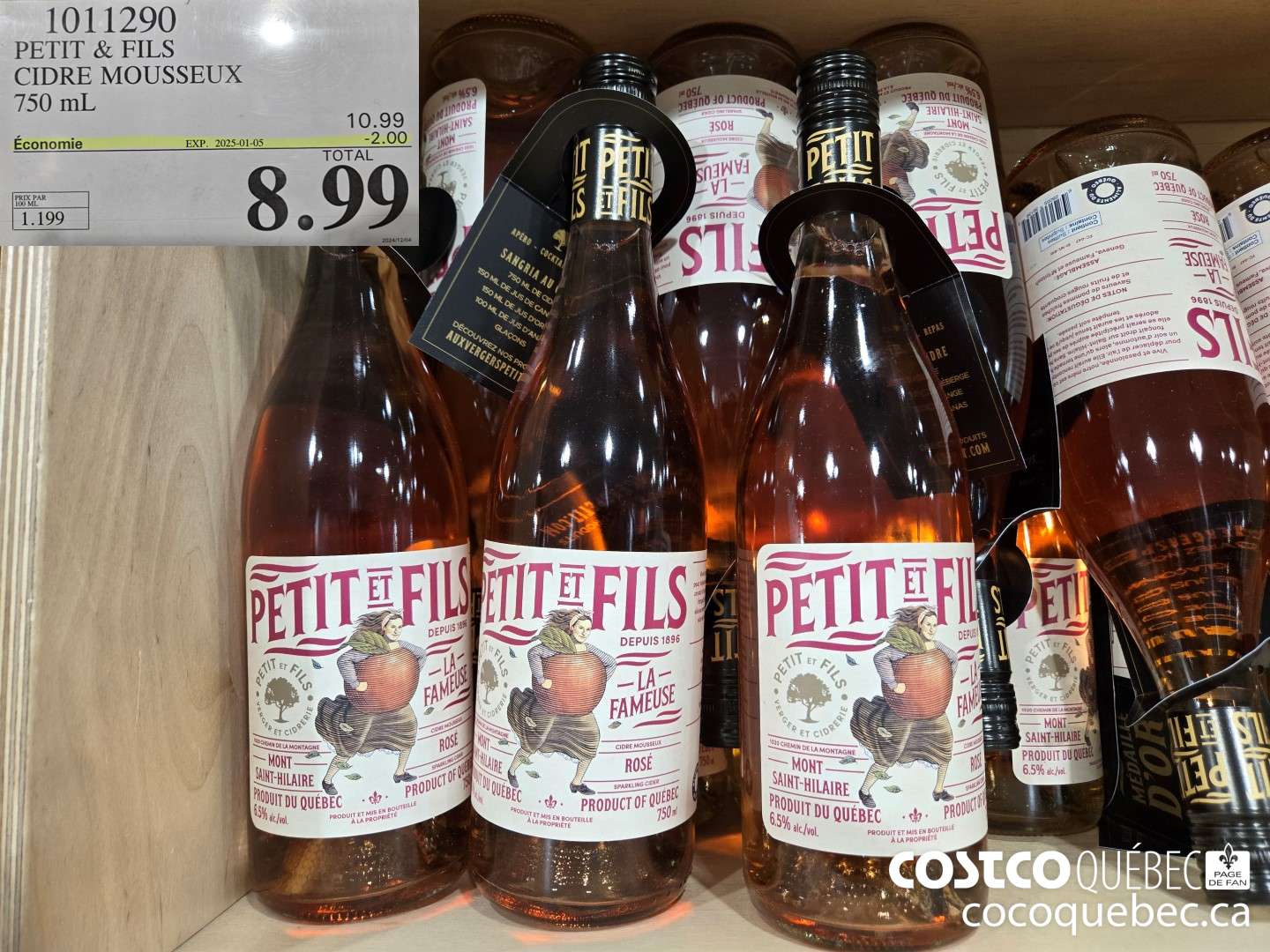 1011290 PETIT & FILS CIDRE MOUSSEUX 750 mL L 199  ($2.00 INSTANT SAVINGS EXPIRES ON 2024-01-05) $8.99