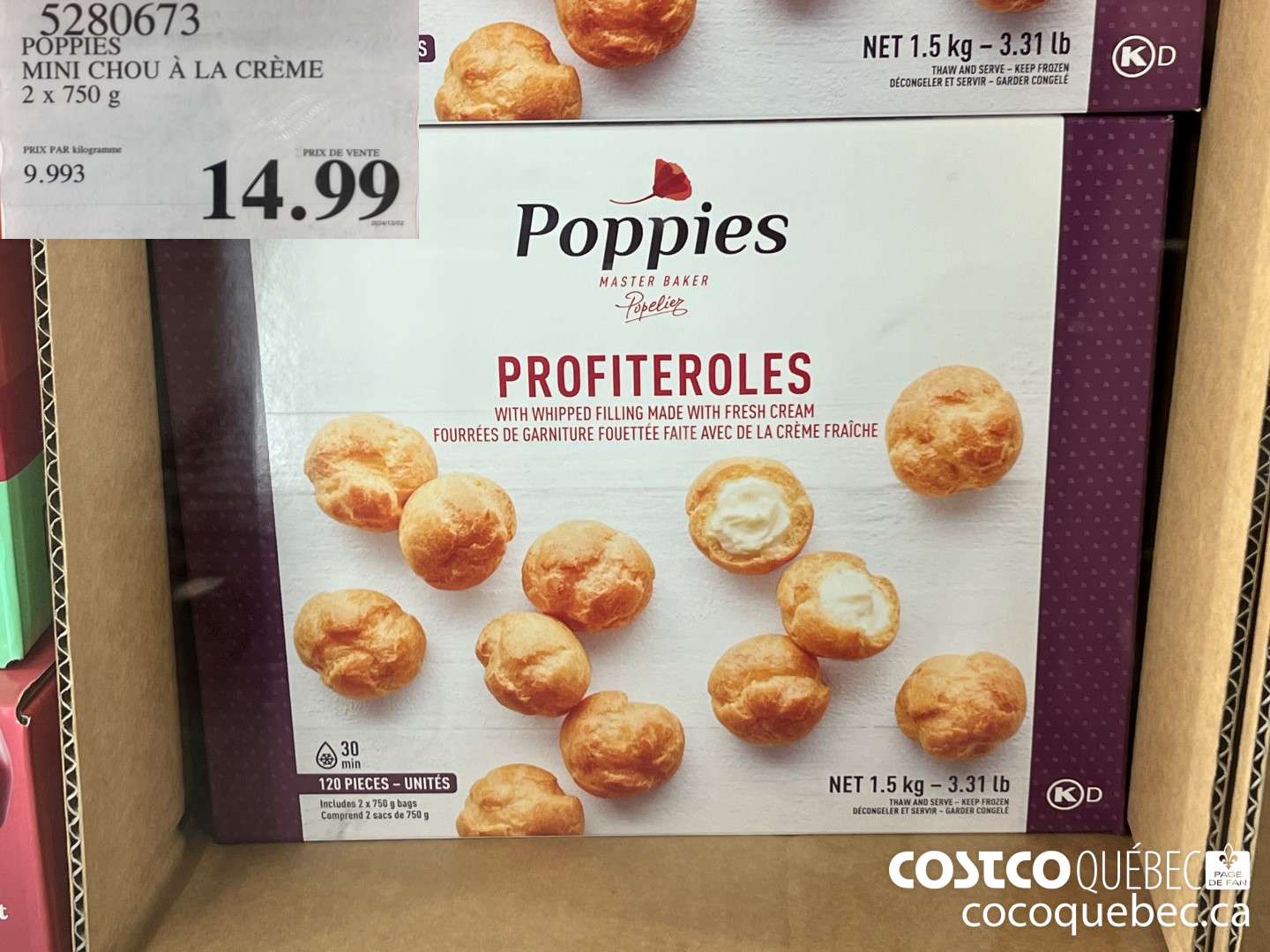 5280673 POPPIES MINI CHOU A LA CREME 2 x 750 G  $14.99