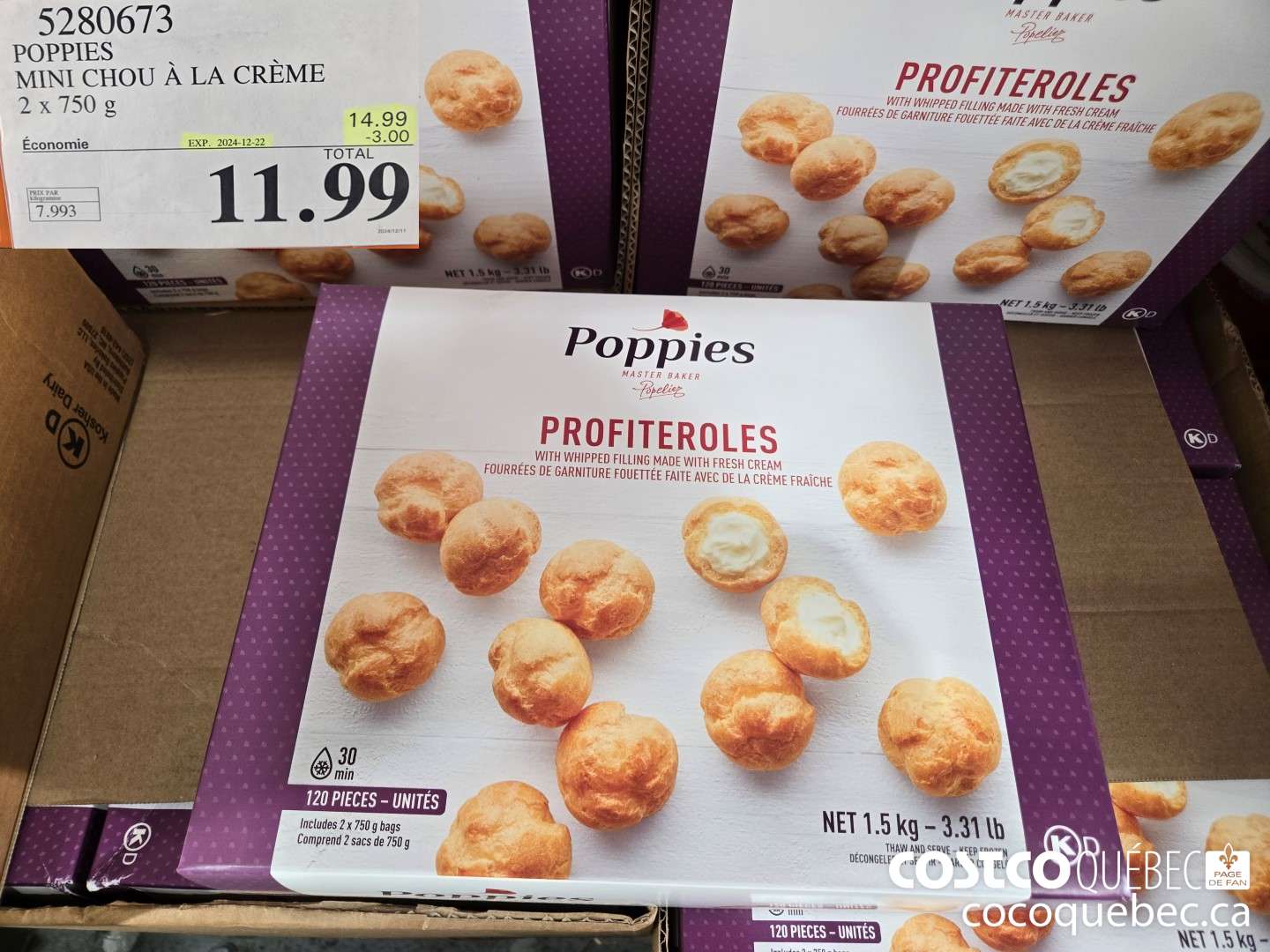 5280673 POPPIES MINI CHOU A LA CREME 2 x 750 G  ($3.00 INSTANT SAVINGS EXPIRES ON 2024-12-22) $14.99