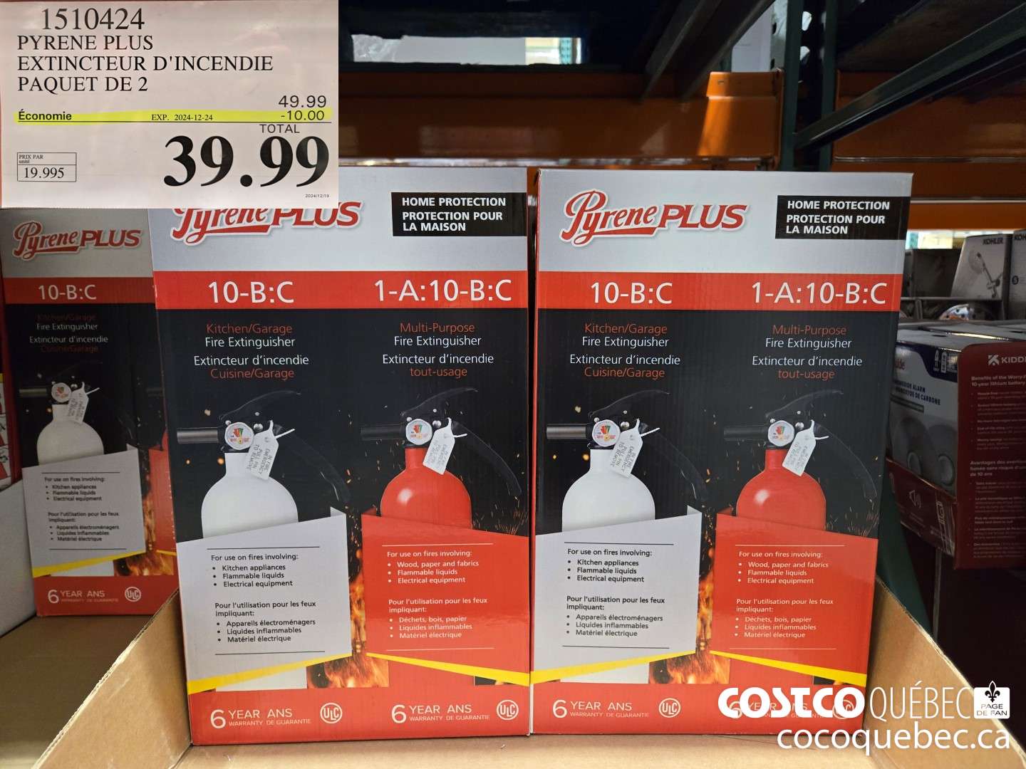 1510424 PYRENE PLUS EXTINCTEUR D'INCENDIE PAQUET DE 2 ($10.00 INSTANT SAVINGS EXPIRES ON 2024-12-24) $39.99