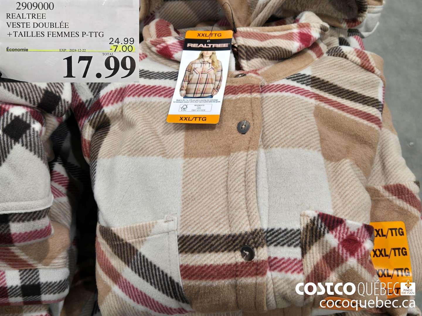 2909000 REALTREE VESTE DOUBLEE 7.00 OFF ($7.00 INSTANT SAVINGS EXPIRES ON 2024-12-22) $17.99