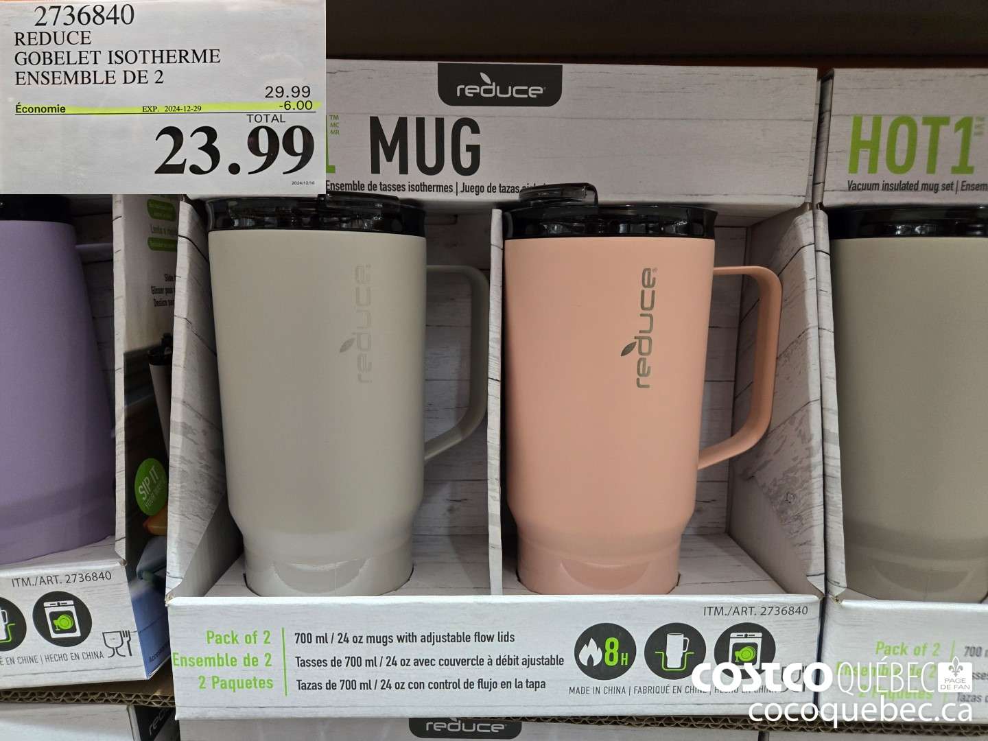 2736840 REDUCE GOBELET ISOTHERME ENSEMBLE DE 2  ($6.00 INSTANT SAVINGS EXPIRES ON 2024-12-29) $23.99