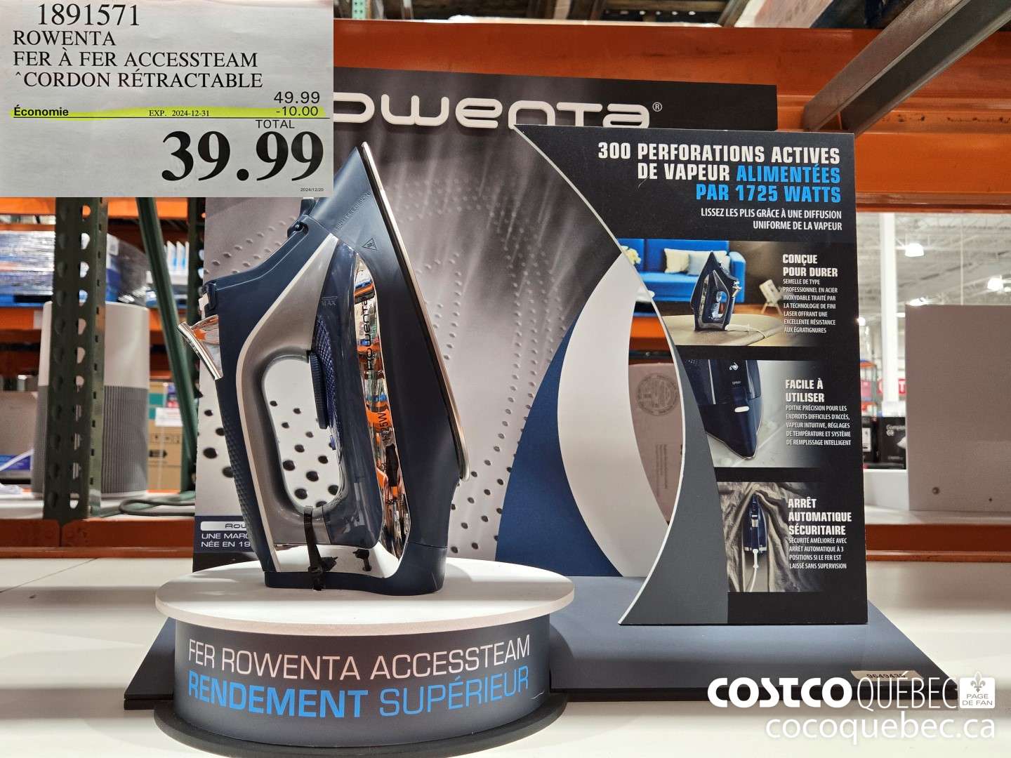 1891571 ROWENTA FER A FER ACCESSTEAM ‘CORDON RETRACTABLE  ($10.00 INSTANT SAVINGS EXPIRES ON 2024-11-24) $39.99