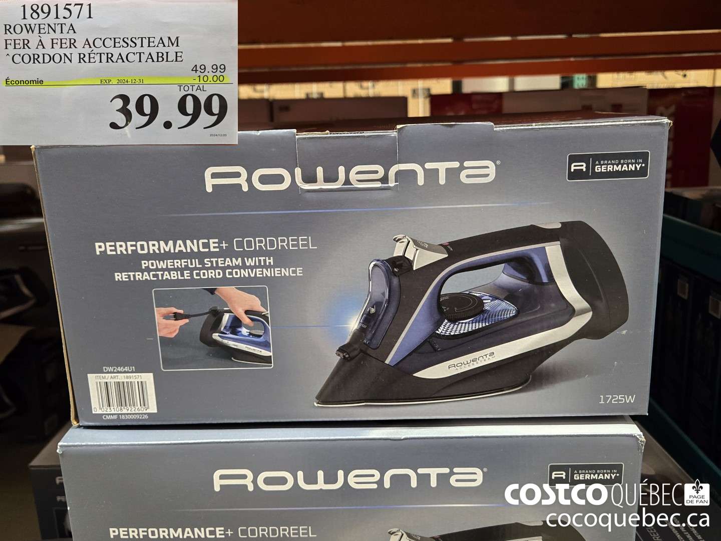 1891571 ROWENTA FER A FER ACCESSTEAM ‘CORDON RETRACTABLE  ($10.00 INSTANT SAVINGS EXPIRES ON 2024-12-31) $39.99