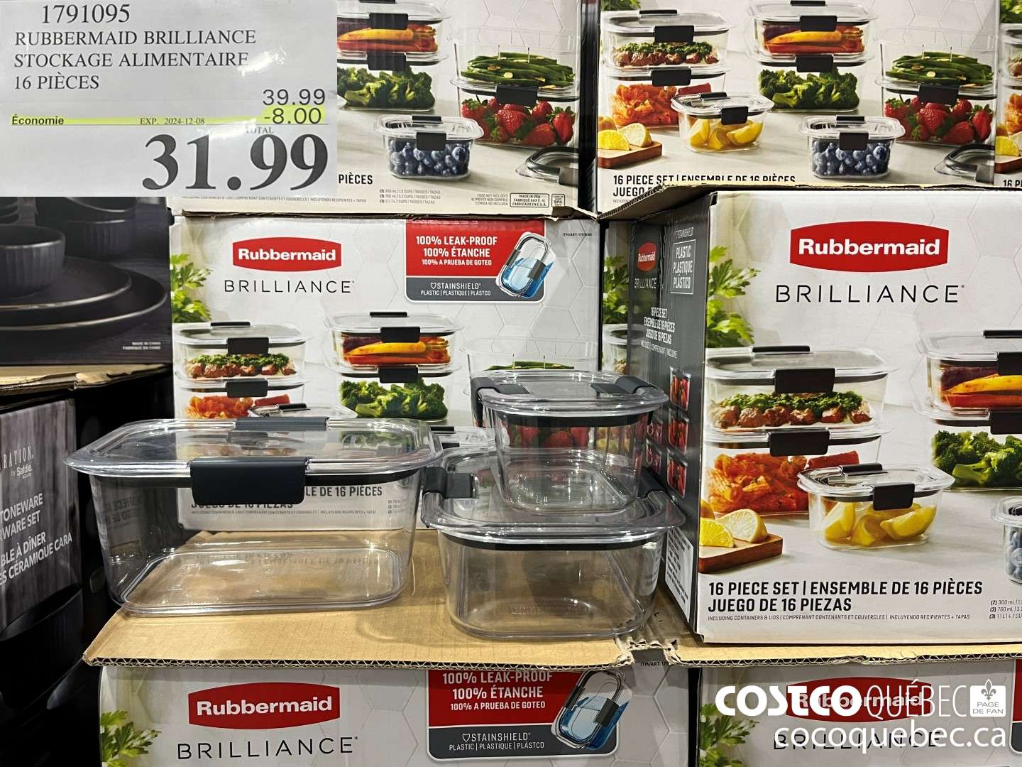 1791095 RUBBERMAID BRILLIANCE STOCKAGE ALIMENTAIRE 16 PIECES  ($8.00 INSTANT SAVINGS EXPIRES ON 2024-12-08) $31.99