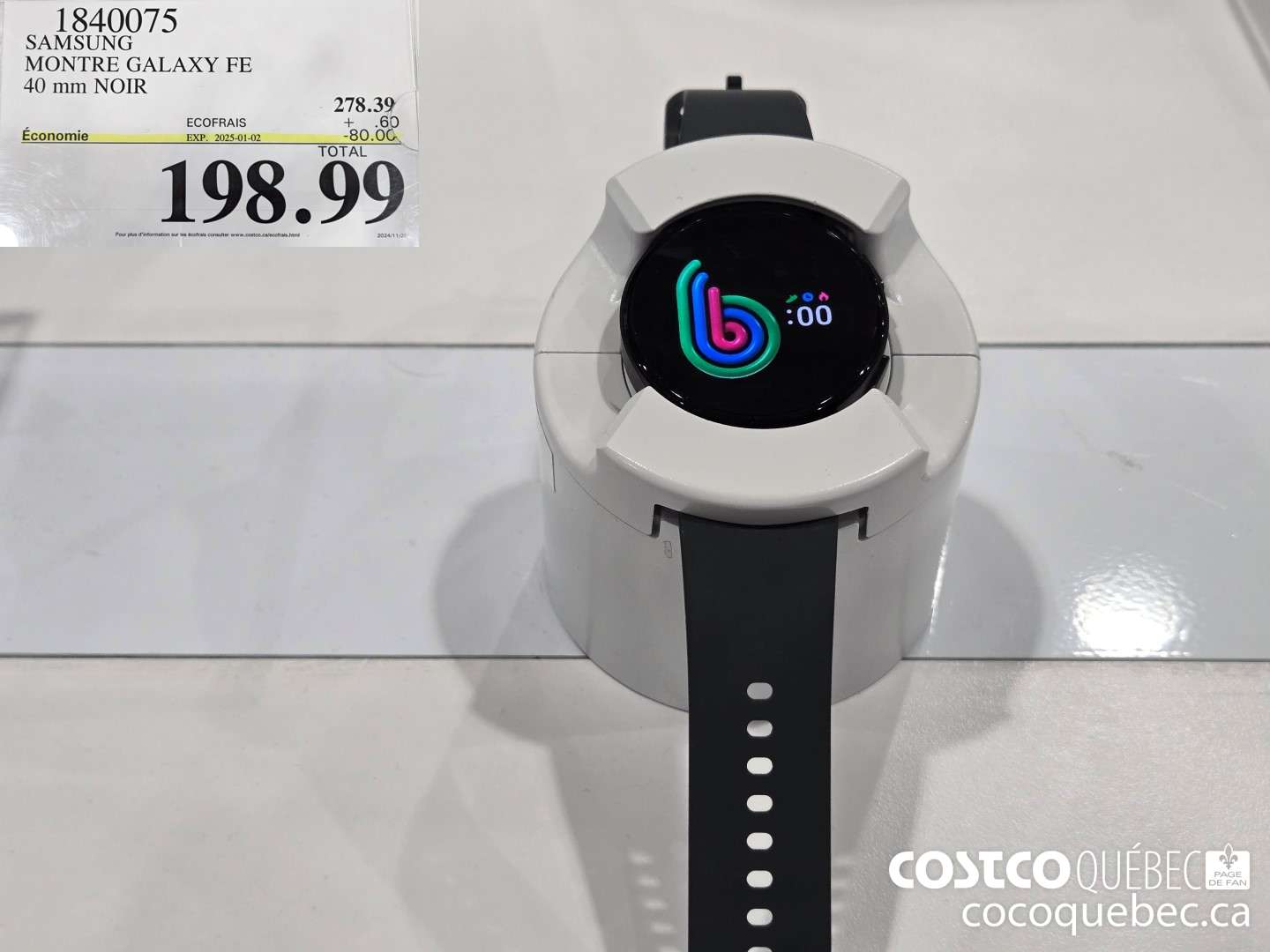 1840075 SAMSUNG MONTRE GALAXY FE 40 mm NOIR  ($80.00 INSTANT SAVINGS EXPIRES ON 2025-01-02) $198.99