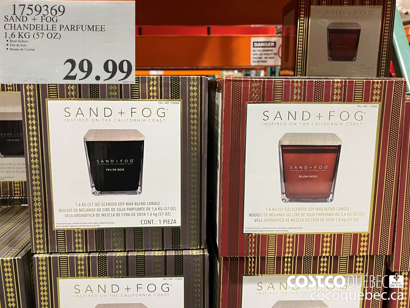 1759369 SAND + FOG CHANDELLE PARFUMEE 1,6 KG (57 OZ)  $29.99