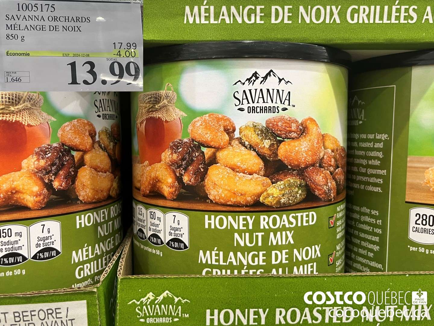 1005175 SAVANNA ORCHARDS MELANGE DE NOIX 850 g ($4.00 INSTANT SAVINGS EXPIRES ON 2024-12-08) $13.99