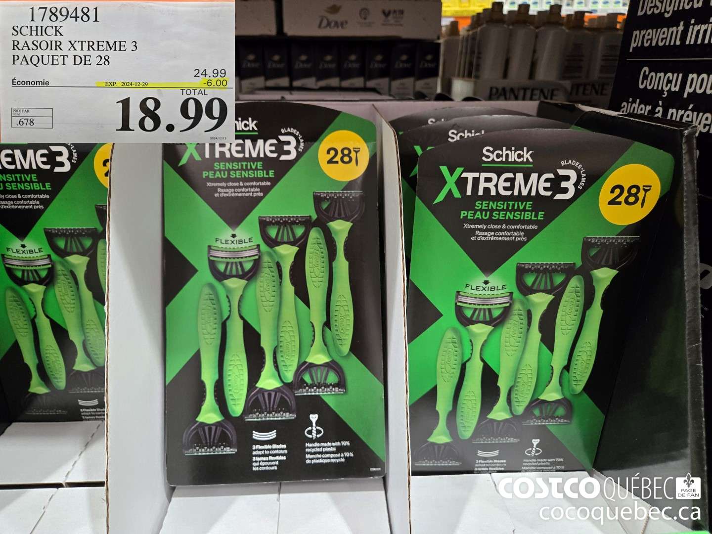 1789481 SCHICK RASOIR XTREME 3 PAQUET DE 28  ($6.00 INSTANT SAVINGS EXPIRES ON 2024-12-29) $18.99