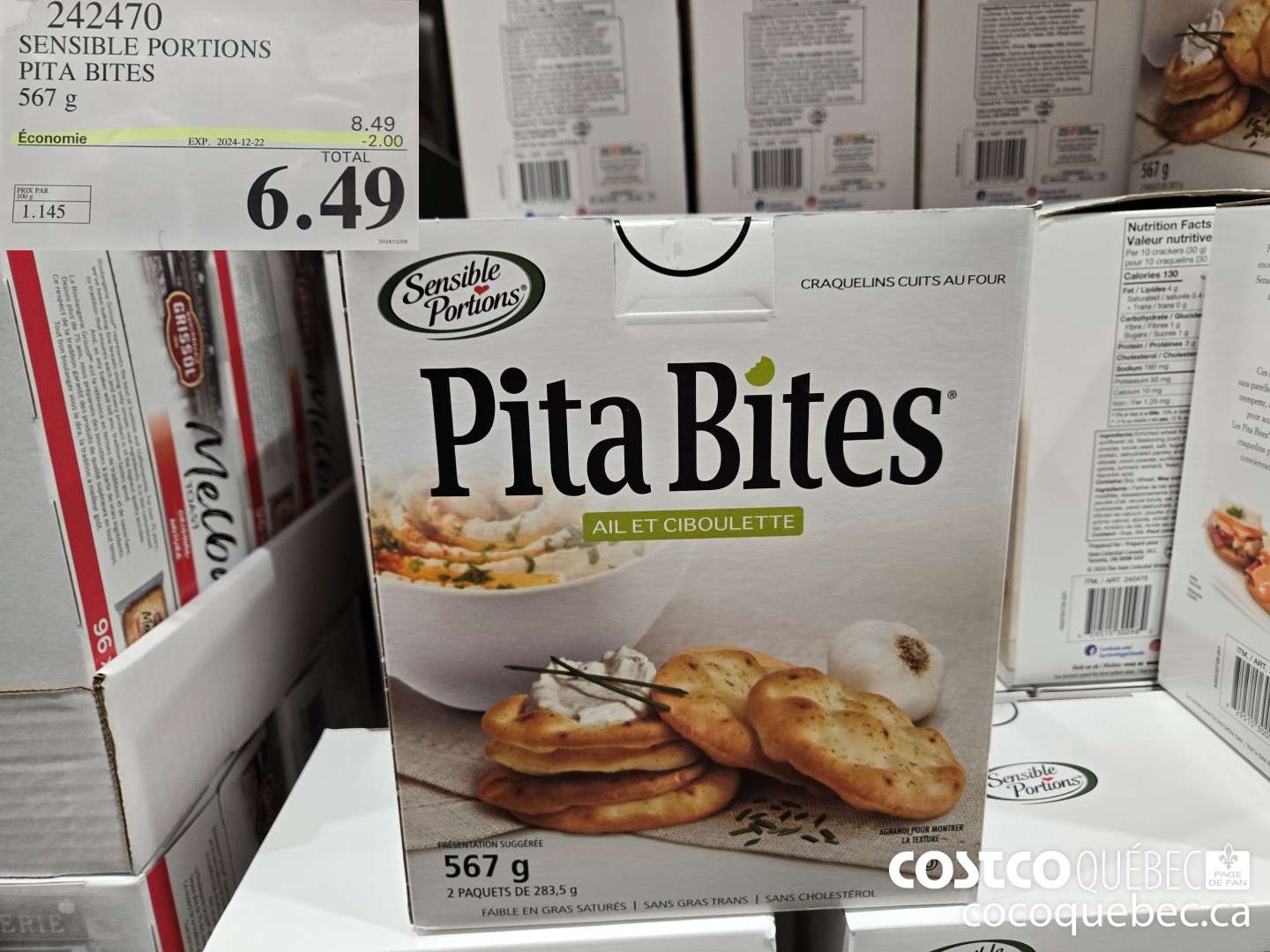 242470 SENSIBLE PORTIONS PITA BITES 567 g ($2.00 INSTANT SAVINGS EXPIRES ON 2024-12-22) $6.49