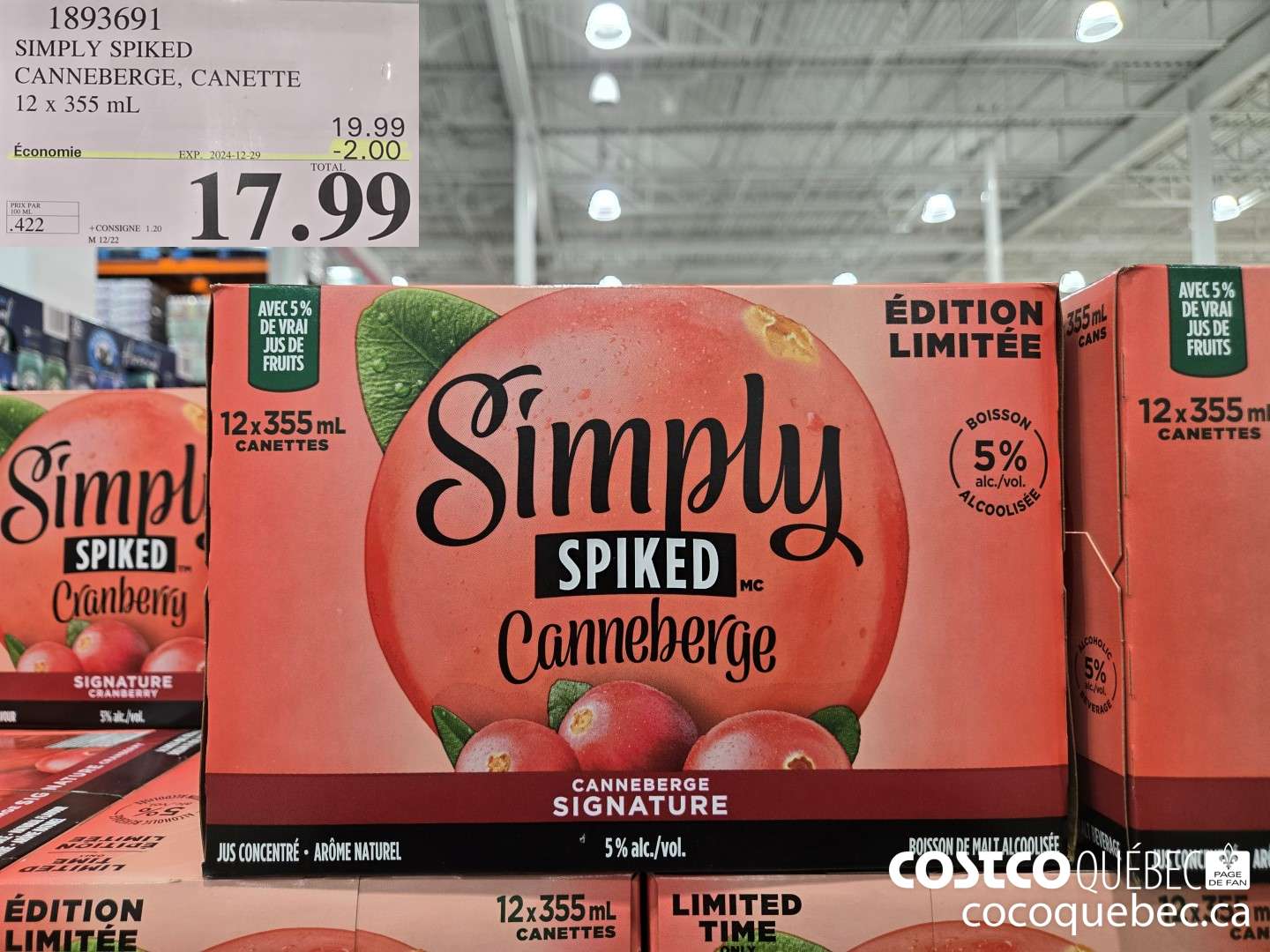 1893691 SIMPLY SPIKED CANNEBERGE, CANETTE  ($2.00 INSTANT SAVINGS EXPIRES ON 2024-12-29) $17.99