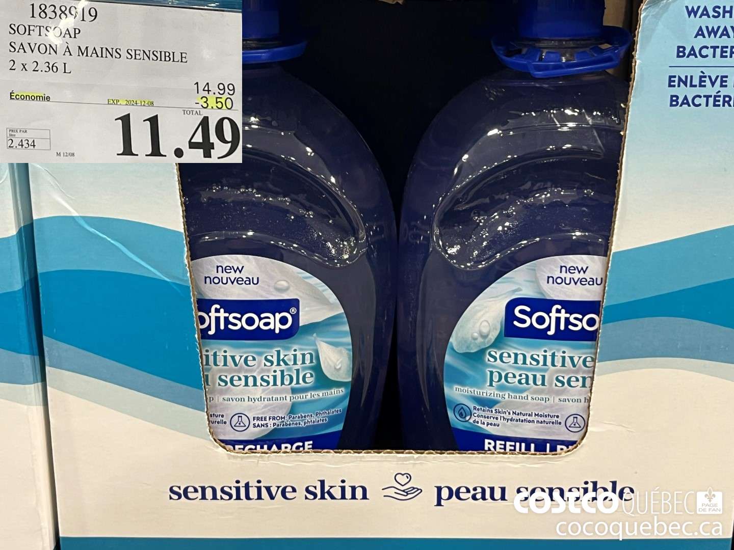 1838919 SOFTSOAP SAVON A MAINS SENSIBLE  ($3.50 INSTANT SAVINGS EXPIRES ON 2024-12-08) $11.49
