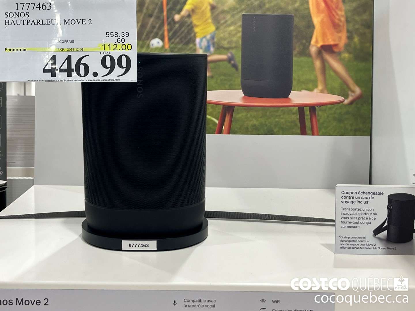 1777463 SONOS HAUTPARLEUR MOVE 2  ($112.00 INSTANT SAVINGS EXPIRES ON 2024-12-02) $446.99