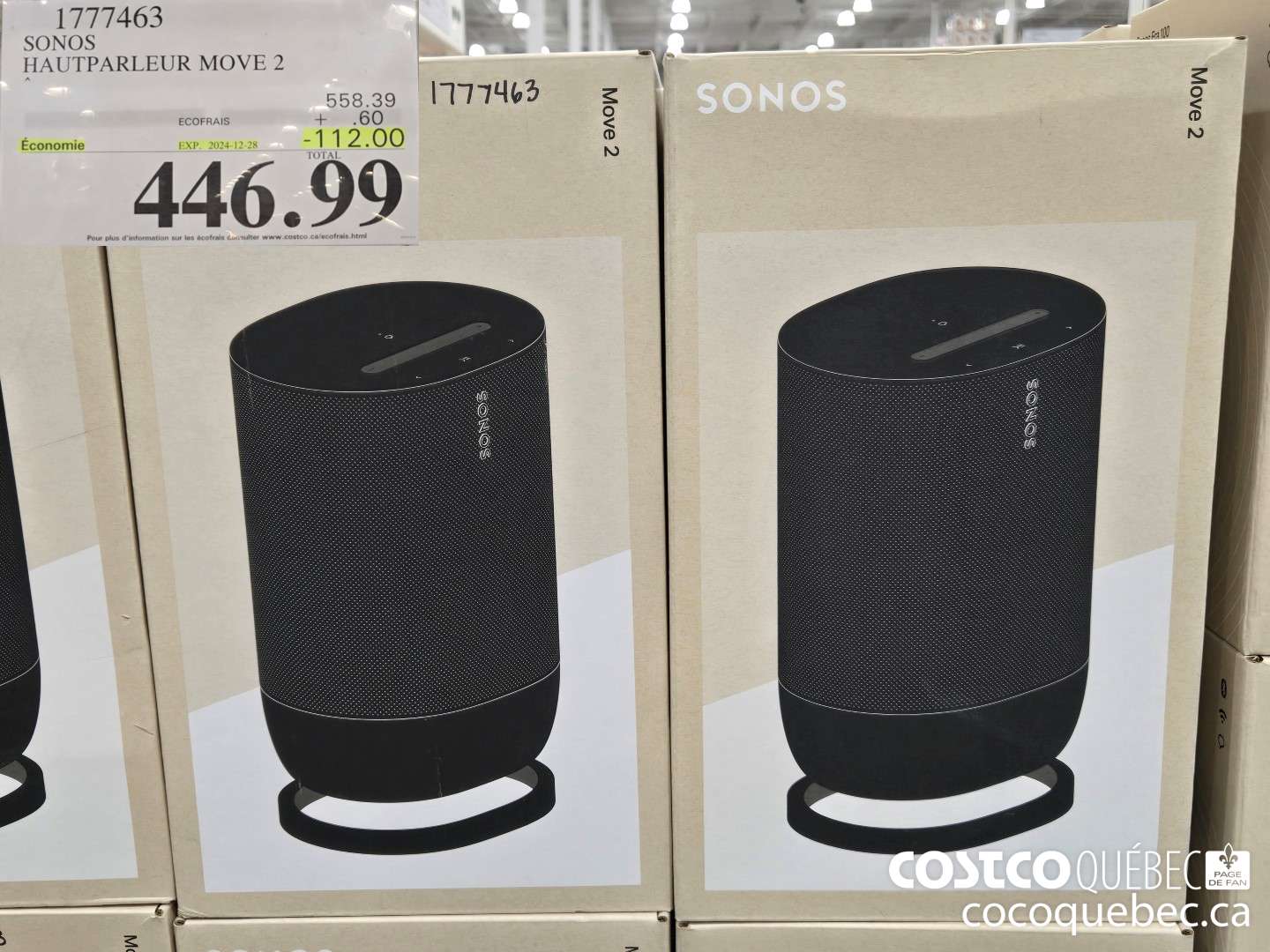 1777463 SONOS HAUTPARLEUR MOVE 2  ($112.00 INSTANT SAVINGS EXPIRES ON 2024-12-28) $446.99