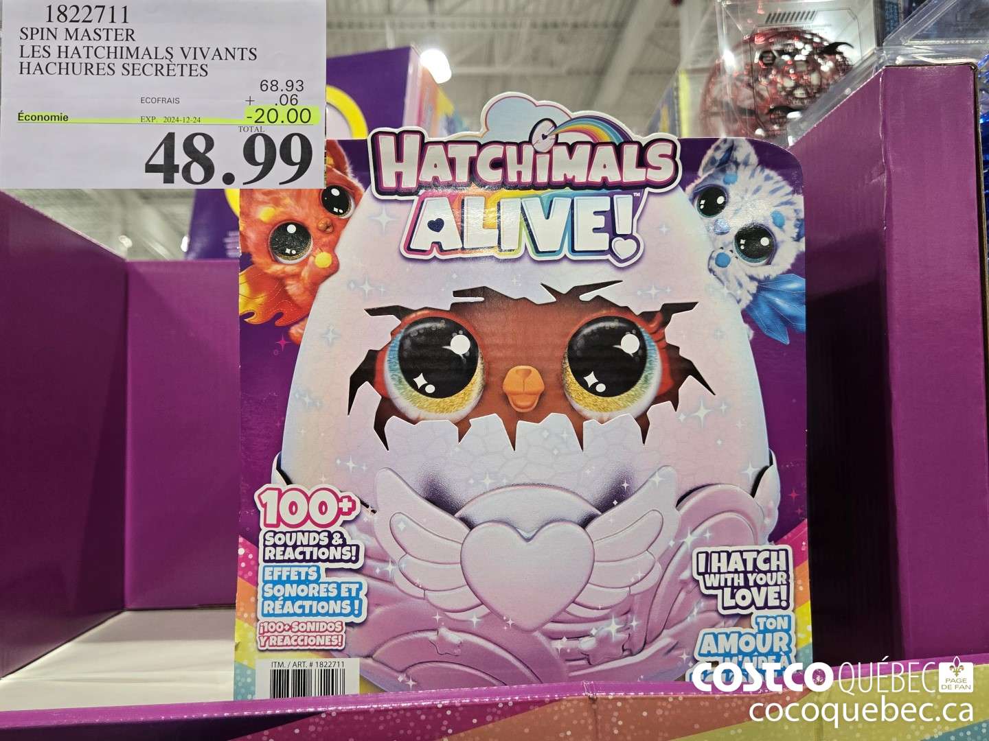 1822711 SPIN MASTER LES HATCHIMALS VIVANTS HACHURES SECRETES  ($20.00 INSTANT SAVINGS EXPIRES ON 2024-12-24) $48.99