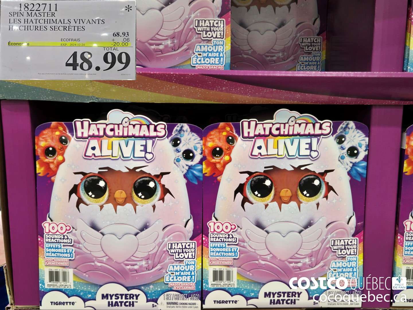 1822711 SPIN MASTER LES HATCHIMALS VIVANTS HACHURES SECRETES  ($20.00 INSTANT SAVINGS EXPIRES ON 2024-12-24) $48.99