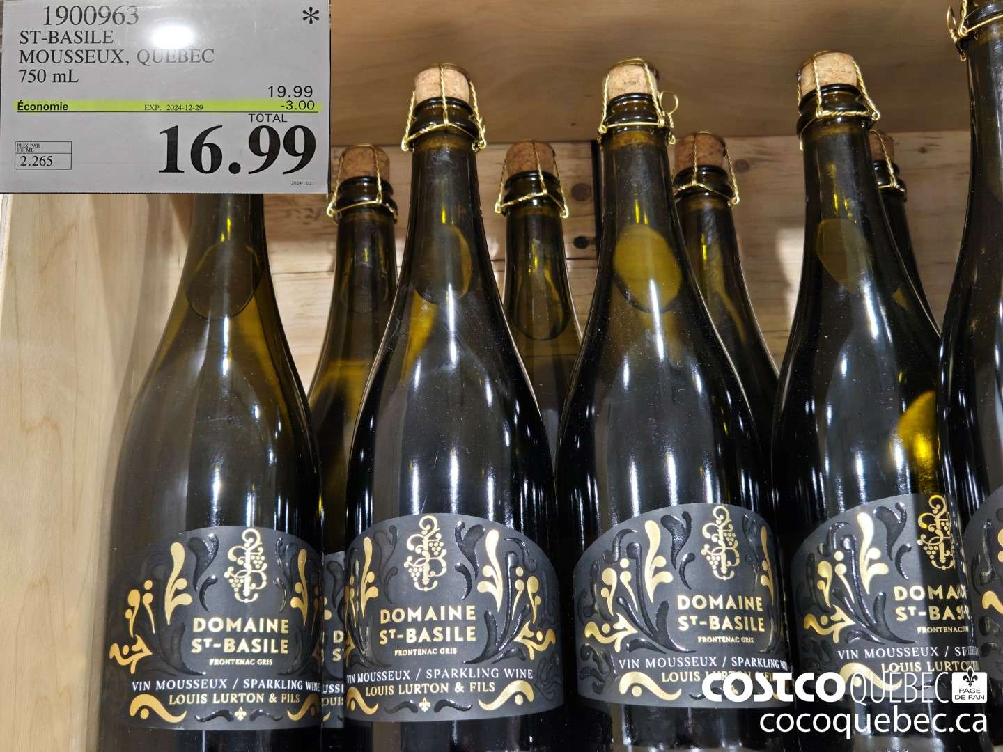 1900963 ST-BASILE MOUSSEUX, QUEBEC 750 mL 2.205  ($3.00 INSTANT SAVINGS EXPIRES ON 2024-12-29) $16.99