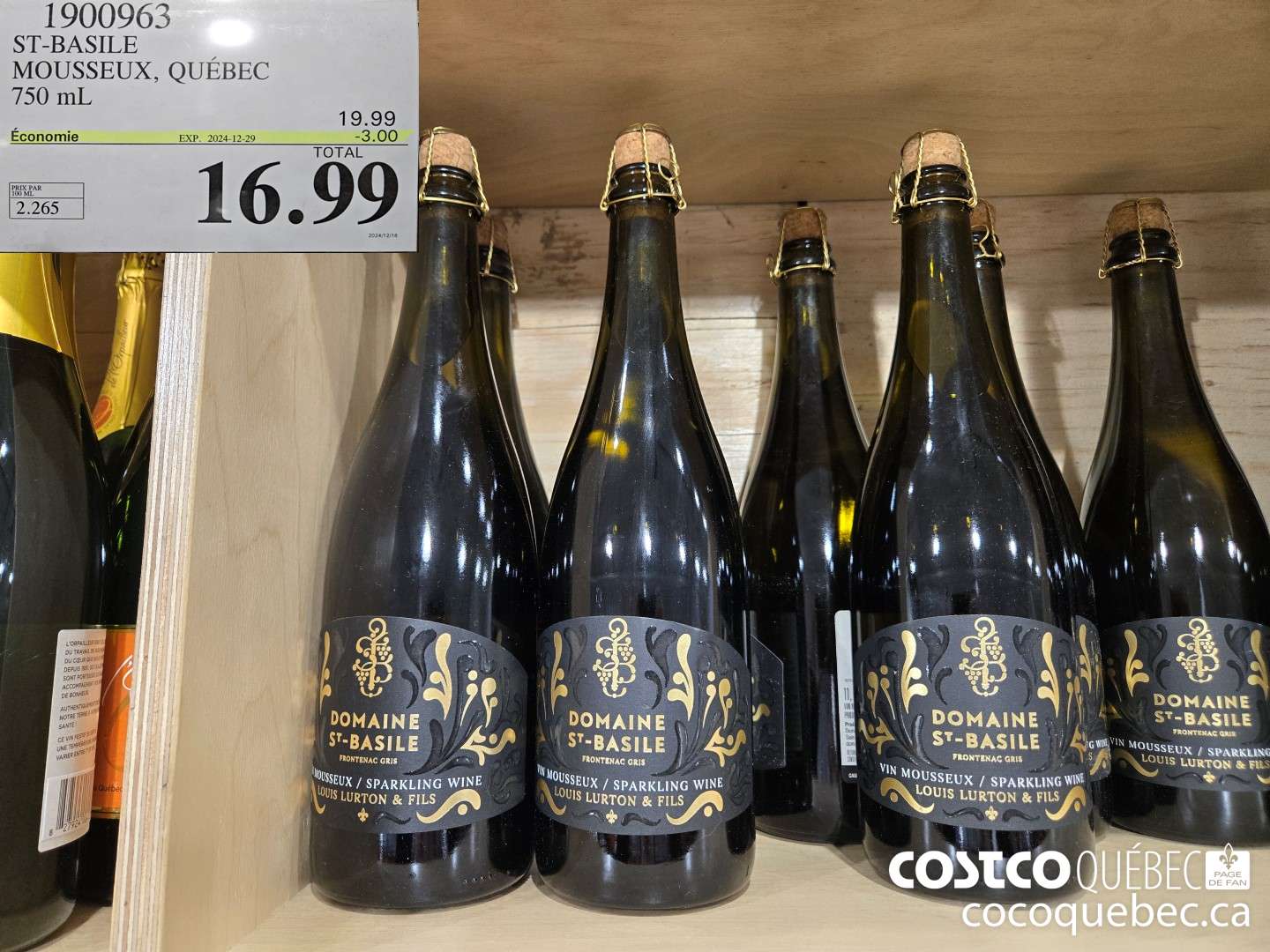 1900963 ST-BASILE MOUSSEUX, QUEBEC 750 mL  ($3.00 INSTANT SAVINGS EXPIRES ON 2024-12-29) $16.99