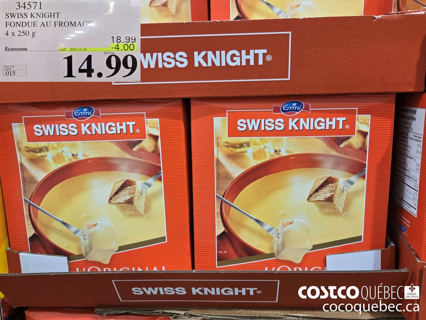 34571 SWISS KNIGHT FONDUE AU FROMAGE 4 x 250 ($4.00 INSTANT SAVINGS EXPIRES ON 2024-11-24) $14.99