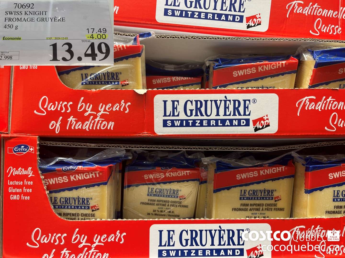 70692 SWISS KNIGHT FROMAGE GRU YERE 450 g ($4.00 INSTANT SAVINGS EXPIRES ON 2024-12-03) $13.49