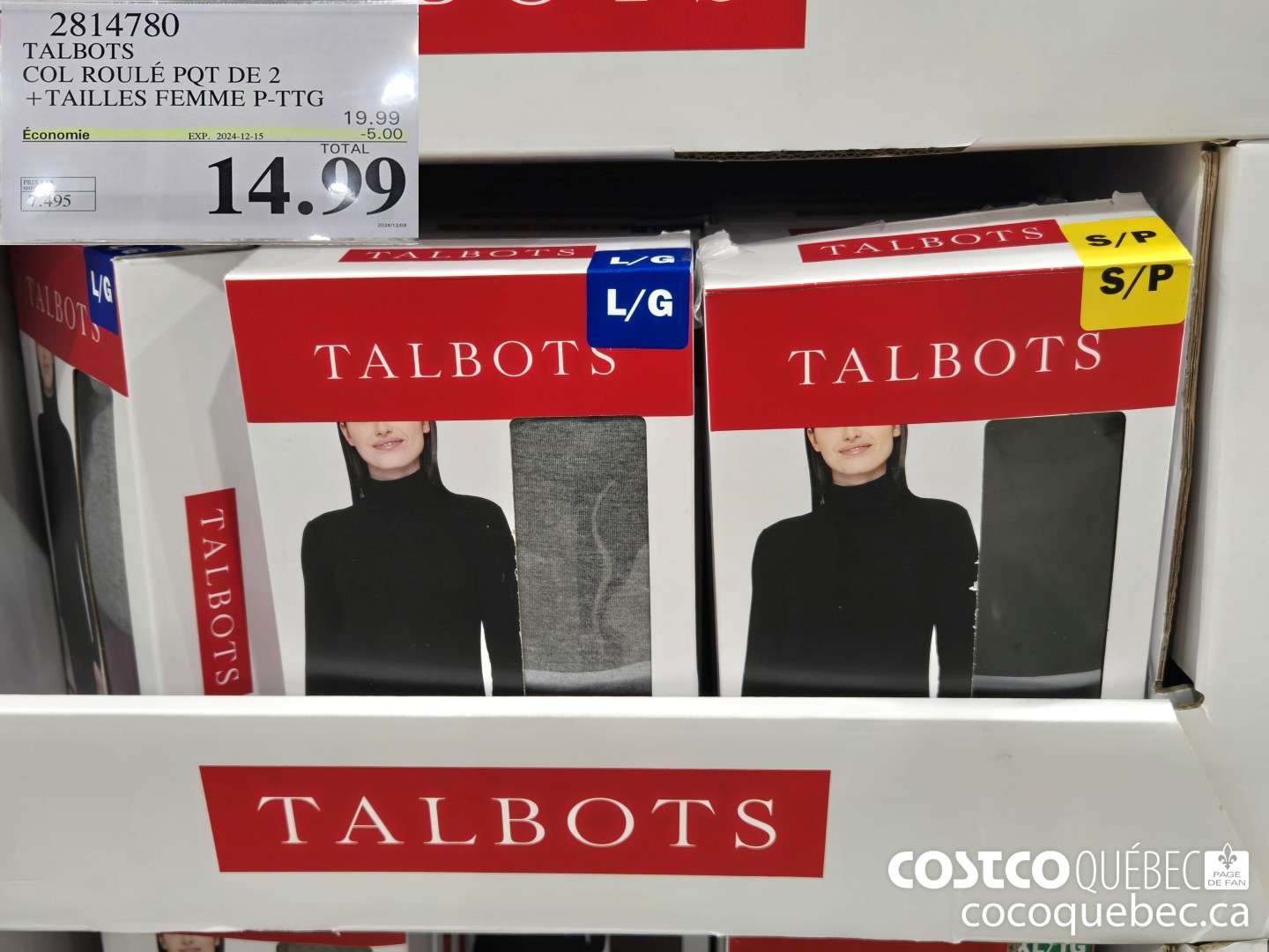 2814780 TALBOTS | COL ROULE POT DE 2 +TAILLES FEMME P-TTG  ($5.00 INSTANT SAVINGS EXPIRES ON 2024-12-15) $14.99