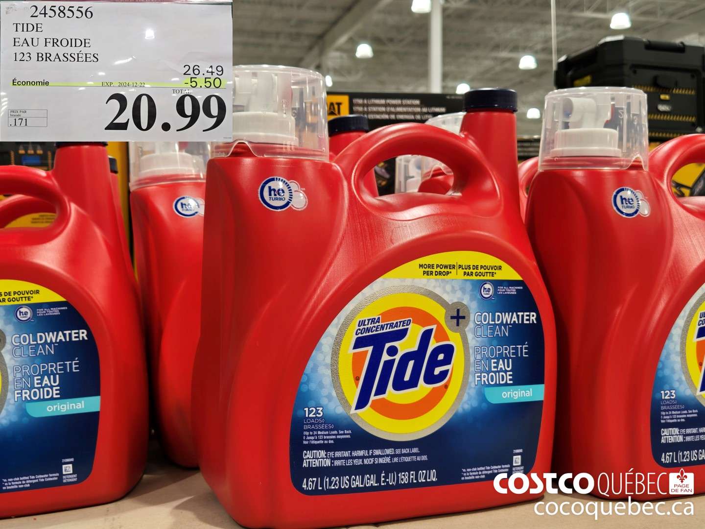 2458556 TIDE EAU FROIDE 123 BRASSEES  ($5.50 INSTANT SAVINGS EXPIRES ON 2024-12-22) $20.99
