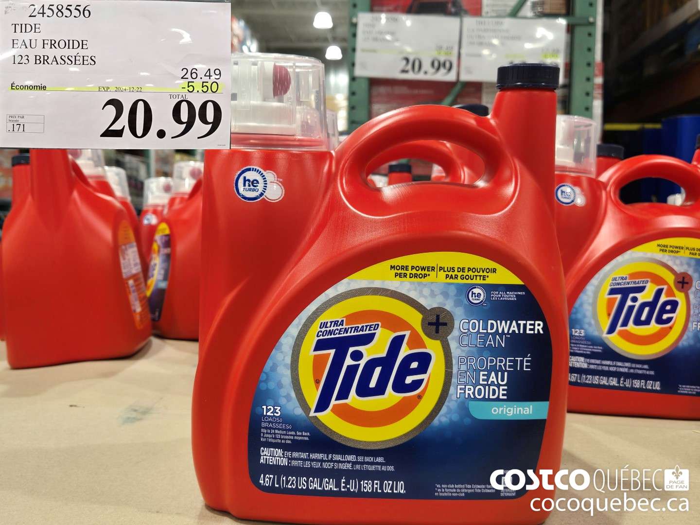 2458556 TIDE EAU FROIDE 123 BRASSEES  ($5.50 INSTANT SAVINGS EXPIRES ON 2024-12-22) $20.99