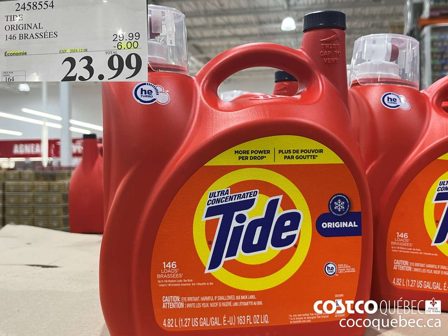 2458554 TIDE ORIGINAL 146 BRASSEES  ($6.00 INSTANT SAVINGS EXPIRES ON 2024-12-08) $23.99