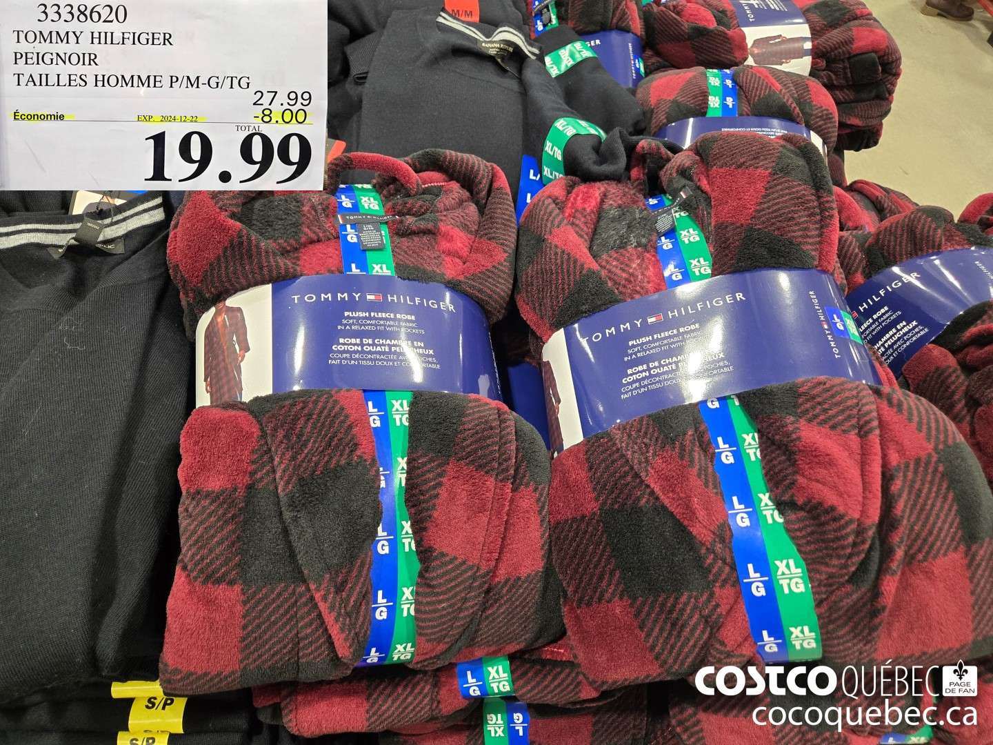 3338620 TOMMY HILFIGER PEIGNOIR TAILLES HOMME P/M-G/TG  ($8.00 INSTANT SAVINGS EXPIRES ON 2024-12-22) $19.99