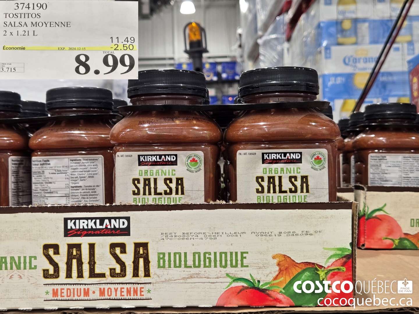 374190 TOSTITOS SALSA MOYENNE  ($2.50 INSTANT SAVINGS EXPIRES ON 2024-12-15) $8.99