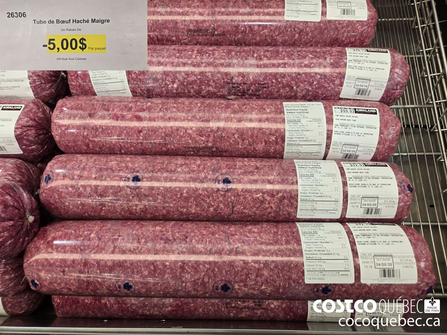 26306 Tube de Boeuf Haché Maigre ($5.00 INSTANT SAVINGS)