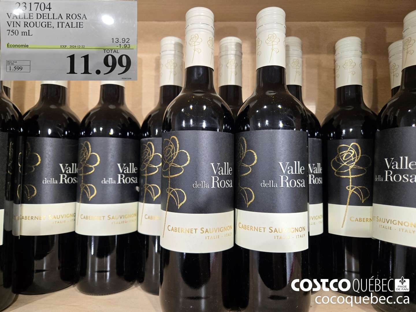 31704 VALLE DELLA ROSA VIN ROUGE, ITALIE 750 mL  ($1.93 INSTANT SAVINGS EXPIRES ON 2024-12-22) $11.99
