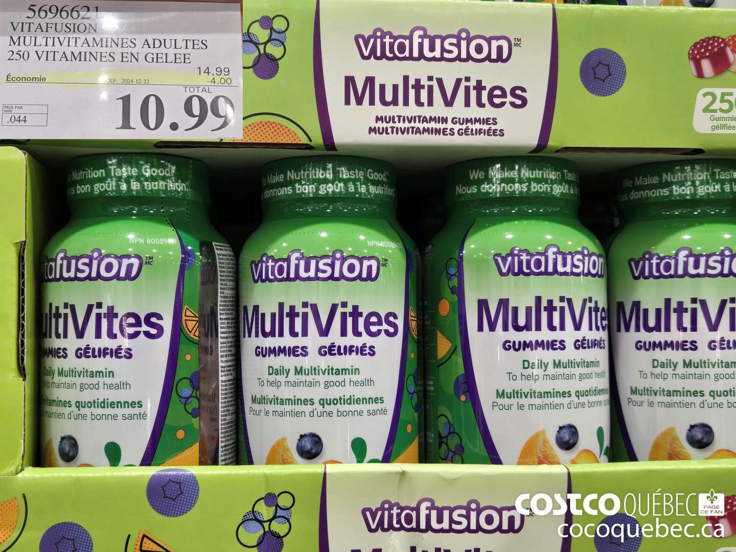 5696621 VITAFUSION MULTIVITAMINES ADULTES 250 VITAMINES EN GELEE  ($4.00 INSTANT SAVINGS EXPIRES ON 2024-12-22) $10.99