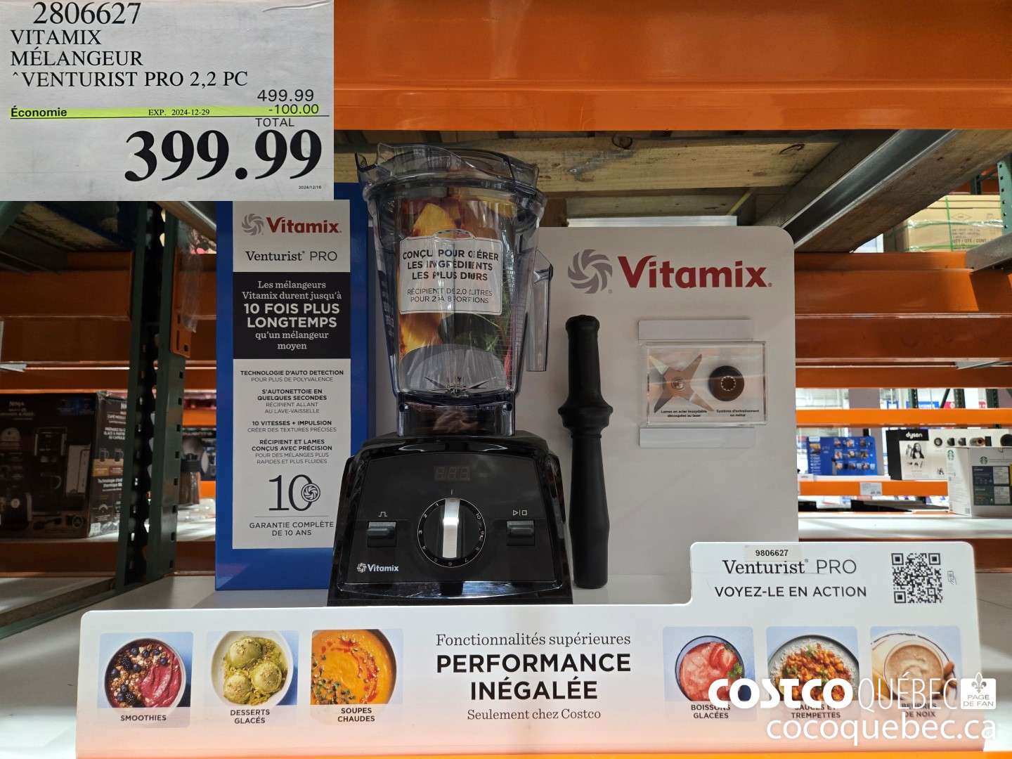 2806627 VITAMIX MELANGEUR VENTURIST PRO 100.00 OFF  ($499.99 INSTANT SAVINGS EXPIRES ON 2024-12-29) $399.99