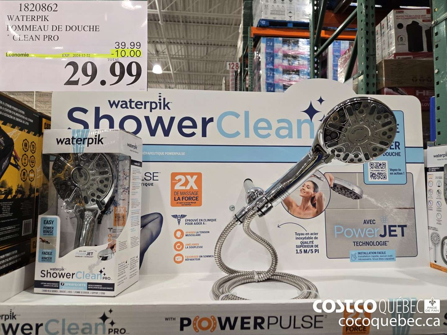 1820862 WATERPIK POMMEAU DE DOUCHE ’ CLEAN PRO  ($10.00 INSTANT SAVINGS EXPIRES ON 2024-12-22) $29.99