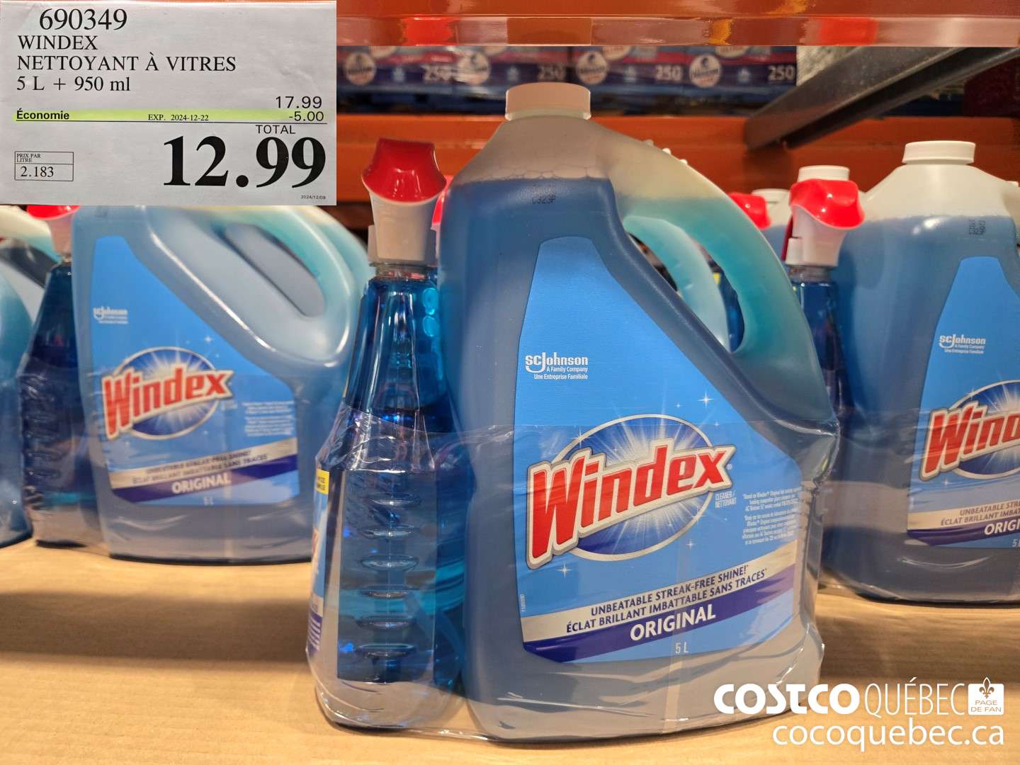 690349 WINDEX NETTOYANT A VITRES 5 L + 950 ml ($5.00 INSTANT SAVINGS EXPIRES ON 2024-12-22) $12.99