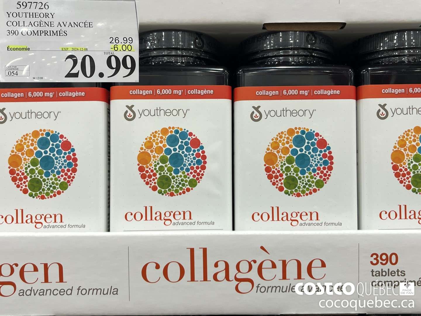 597726 YOUTHEORY COLLAGENE 390 COMPRIMES ($6.00 INSTANT SAVINGS EXPIRES ON 2024-12-08) $20.99