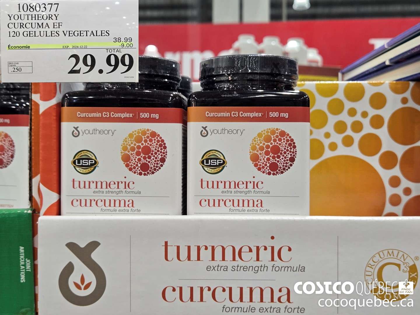 1080377 YOUTHEORY CURCUMA EF 120 GELULES VEGETALES ($9.00 INSTANT SAVINGS EXPIRES ON 2024-12-22) $29.99