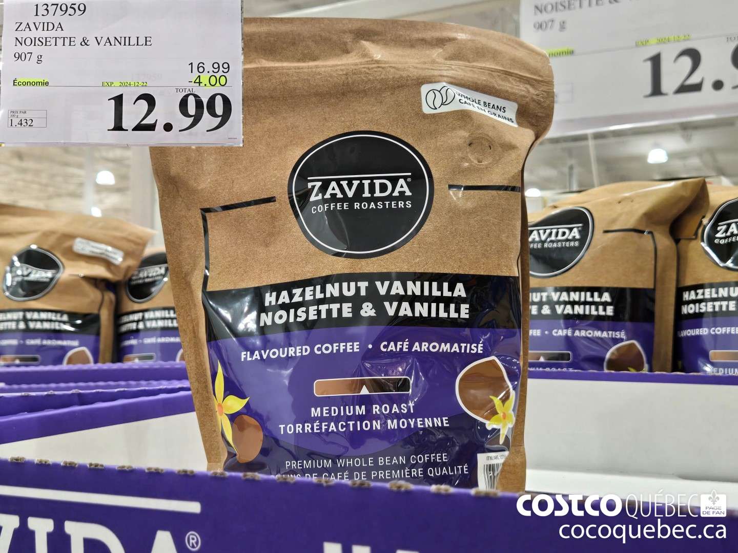 137959 ZAVIDA NOJISETTE & VANILLE 907 G ($4.00 INSTANT SAVINGS EXPIRES ON 2024-12-22) $12.99