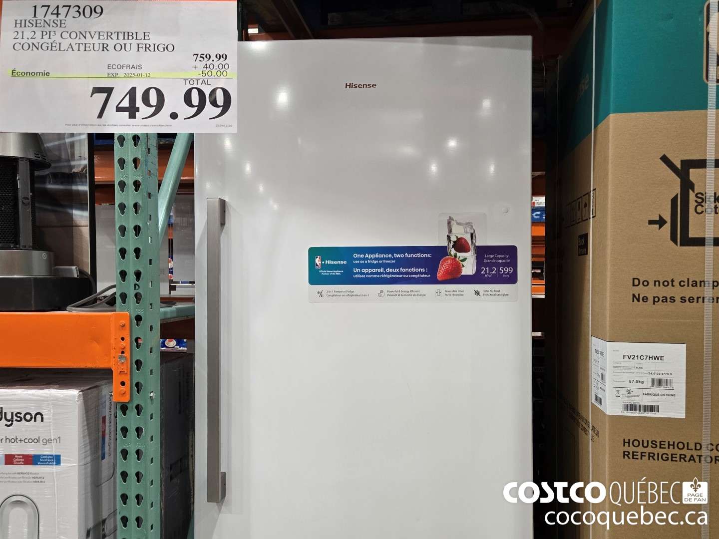 1747309 21,2 PI CONVERTIBLE CONGELATEUR OU FRIGO  ($50.00 INSTANT SAVINGS EXPIRES ON 2025-01-12) $749.99