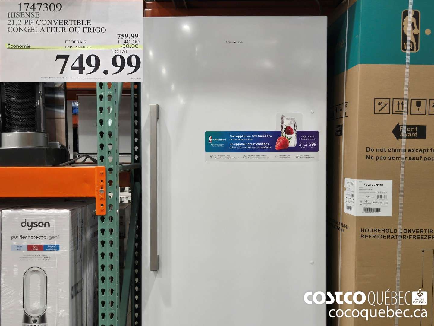 1747309 21,2 PI CONVERTIBLE CONGELATEUR OU FRIGO  ($50.00 INSTANT SAVINGS EXPIRES ON 2025-01-12) $749.99